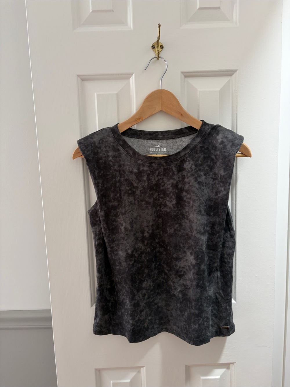 Hollister Women's Washed Charcoal Black Muscle Tank